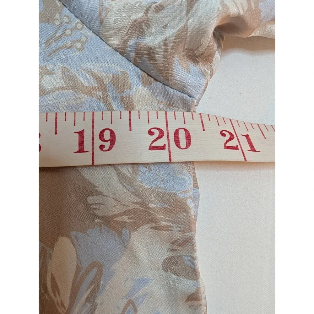 TCEC‎ Floral 2 Piece Set Womens Medium Blue Tan Peplum Top Ruffle Shorts CST1004